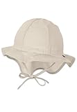 Sterntaler Sonnenhut - Unisex Sommerhut - UV-Schutz 50+ Mütze mit breiter Krempe und Größenregulierung - Nackenschutz - Bindebänder - Baby Kinder Kopfbedeckung aus Popeline (Bio) - beige,Größe 49