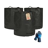 DIVID® Gartensäcke mit Trageschlaufen Schwarz |Gartensack 3x 272L Set Laubsack Gartenabfallsack - Selbststehend 4 Griffe Stabil Robust & Faltbar - Rasenschnitt für Gartenabfälle Grünschnitt Laubabfall