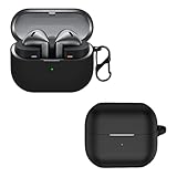 carinacoco Silikonhülle für Samsung Galaxy Buds 3/Buds 3 Pro mit Karabiner, weich und flexibel, ultradünne stoßfeste Abdeckung, Slim-Fit Anti-Fall Kopfhörer-Hülle für Galaxy Buds 3/Buds 3 Pro, Schwarz