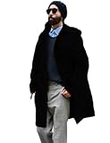 WESBR Herren Coat Mantel Casual Einfarbig Outdoor Jacken Für Herren Basic Horn-Schnallen Herbstwinterjacke Herren Einfachheit Hoodie Jacke All-Match Herren A-Black 5XL