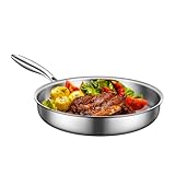 Bratpfanne aus Edelstahl, Bratpfanne aus Edelstahl | Anti-Scalding-Pfanne mit Griff | Multifunktionales Küchen-Restaurant-Werkzeug, Omelettpfannen für Pfannen