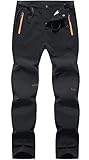 BenBoy Herren Wanderhose Wasserdicht Skihose Softshellhose Winddicht Outdoorhose Winter Warm Gefüttert Trekkinghose Snowboardhose KZ3028M-Black-L