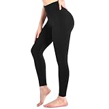 Sanpetix Hohe Taille weiche Leggings Damen, Frauen Dehnbare Hose für Damen, Fitnessstudio Black SM