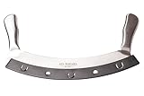 Les Plaisirs Du Chef - Pizzaschneider aus Edelstahl, Wiegemesser (30,5 cm) mit doppeltem Griff und scharfe Klinge (Large)