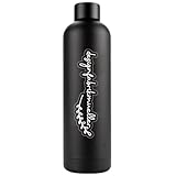 Premium 500ml Thermosflasche aus Edelstahl - personalisiert – Hält Getränke 5h warm und 15h kalt, Auslaufsicher und BPA-frei (Schwarz)