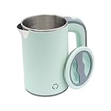 Begoniape 800ml Reisewasserkocher Klein Tragbarer Wasserkocher 600W, Aufheizzeit: 5 Minuten, Reise Edelstahl Wasser Kochen mit Ausgießer Filter, für Tee, Kaffee, Heißem Wasser (Grün)