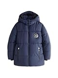 SOLOCOTE Jungen Wintermantel Fleece-Futter schwerer wasserabweisend winddicht mit Kapuze Parka für Kinder Marine 140