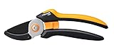 Fiskars Amboss-Gartenschere L, Solid, P361, Für trockene Zweige und Äste, Antihaftbeschichtet, Edelstahl-Klingen, Länge: 20,1 cm, Schwarz/Orange, 1057165