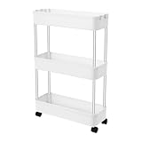 GXSFLG 3-stufiger Rollwagen auf Rollen, Küche Bad Aufbewahrungswagen Rollwagen, Lagerwagen, Bastelwagen Trolley, für Küche, Bad, Waschküche Büro, Praktischer Mobiler Servierwagen