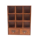 9 Fächer Setzkasten, Holz Schublade Organizer Holzregal Bücherregal Desktop Storage Cabinet Standregal Aufbewahrungsregal mit 2 Schubladen Für Home Office Desk Organisation 33,3 X 10 X 42,5cm