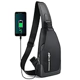 Aucuu Brusttasche Herren, Umhängetasche Sling Bag, Oxford-Tuch Crossbody Bag mit USB-Ladenanschluss, Schultertasche Wasserdichte Umhängetaschen Handtasche Herren für Sport Radfahren Arbeit Reisen