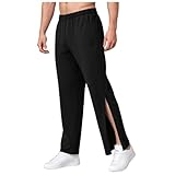 Figdews Reha Hose Herren Seitlich zu Öffnen Postoperative Jogginghose Weites Bein Trainingshose Open Leg Jogger Freizeithose 90Er Jahre Outfit Hose mit Knöpfen An Der Seite Sportswear mit Taschen