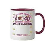 Druck Oase - 40. Geburtstag Frau und 40. Geburtstag Mann Gästebuch Tasse mit Spruch lustig Geschenk - Tasse zweifarbig, Volumen: 330ml, Farbe: Bordeaux