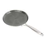 Duoruameng Antihaft Crepe Pfanne 28 cm, Pfannkuchenpfanne aus Edelstahl, Induktion Pancake Pfanne Wabenstruktur, Edelstahlgriff, Krepppfanne