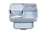 Mepal Brotdose Large - Brotdose mit Bento Box - Für 4 Sandwiches oder 8 Brotscheiben - Lunchbox für kleine Snacks & Reste - Brotdose Erwachsene - Essenbox mit Fächern - Nordic blue