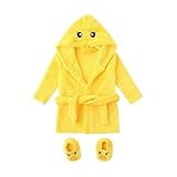 Kinder Badetuch, Bademantel für Kinder - Spa Set mit Morgenmantel warm Winter - Baby Bademantel Cartoon Cartoon mit Hausschuhen, Schuhe Bademantel i
