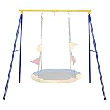DREAMADE Schaukelgestell Outdoor, bis 200kg belastbar, Schaukelgerüst aus Metall für Kinderschaukel Nestschaukel, Schaukel Gestell für Garten (Gelb+Blau)