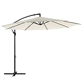 SONGMICS Sonnenschirm, Ampelschirm Ø 300 cm, mit Ständer, Sonnenschutz, UV-Schutz bis UPF 50+, leichtes Öffnen und Schließen, für Garten, Terrasse, beige GPU116M01