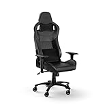 Corsair T1 RACE (2023) Fauteuil Gaming – Inspiré des Sports Automobiles – Revêtement en cuir synt – Armature en Acier – Accoudoirs 4D Hautement Ajustables – Noir