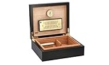 adorini Humidor Torino - Deluxe in schwarz | hoch-präziser Haar-Hygrometer zur Lagerung von 30 Zigarren | Zigarren-Kiste zur Regulierung der Feuchtigkeit