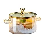 LXHZSY Kochtopf Glas Suppe Kessel Herd Kochtopf Mit Deckel Hitzebeständigem Glas Topf Amphore Instant-Nudeln Topf Topf Kitchenwar(Yellow)