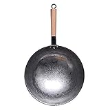 FMOGGE Wok-Eisen-Wok, Handgefertigt, Eisen, Traditionelle Wok-Bratpfanne, Antihaft-Gastopf, Kochgeschirr