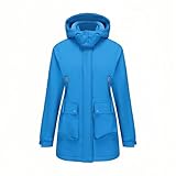 Windbreaker Damen Wasserdicht, Dünne Windjacke Damen Lang Winterjacke Warm Übergangsjacke Herbst Jacke Regenjacke mit Kapuze Regenmantel Regen Wanderjacke, Softshelljacke Damen für Wind und Wetter​​