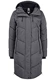 OXMO OXJuna Damen Wintermantel Parka Mantel mit Kapuze Gummizug Reißverschlusstaschen Seiten-Reißverschlüsse Regular fit, Größe:L, Farbe:Iron Gate (193910)