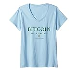 Damen BITCOIN - NEVER TOO LATE. 21 Million Club. Rich Crypto Money T-Shirt mit V-Ausschnitt