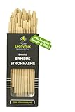 EcoAB - 100 Bambus Strohhalme Knickbar Einweg - Umweltfreundliche Trinkhalme aus Bambusfasern für Party, Cocktails, Smoothies [+50 SMOOTHIE REZEPTE] - Nachhaltige Alternative ohne Plastik - 19.5 cm