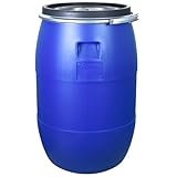 FIXKRAFT Futtertonne mit Deckel Fass mit Spannring Weithalsfass Lebensmittelecht 34cm Öffnung Gärbehälter Universaltonne Gartenfass Deckelfass (Blau) (85 Liter)