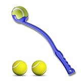 Ballwerfer Für Hunde - Hundespielzeug Set Mit 3 Bälle, Blau, 36 cm Lang. Praktisch und Hygienisch. Ballschleuder Für Hunde - Wurfspielzeug Zum Einfachen Apportieren Und Werfen Von Bällen (Kleine)