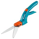 Gardena Classic Grasschere, drehbar: Mechanische Rasenkantenschere mit geradem Schliff, 360° drehbare Schneide, ergonomischer Griff, für Links- und Rechtshänder geeignet (8731-30) Blau, Orange