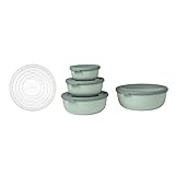 Mepal - Mikrowellengeschir set 4 teilig mit Mikrowellen-Abdeckung Cirqula - Mikrowellen Geschir - Geeignet für Kuhlschrank, Gefrierschrank & Mikrowellengeschirr - 4,6 l - Nordic sage