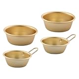 LOORGVEL 4 Stück Aluminium Reisschalen Goldene Geruchsneutrale Suppenschalen ohne Henkel Vielseitig für Reiswein Porridge Dips Koreanische Küche Robust und Umweltfreundlich