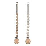 meanus Schnullerkette aus Silikon, 2-in-1 Schnullerhalter und Beißringspielzeug im einteiligen Design, Schnullerband für Babys MäDchen und Junge, BPA frei, 2er-Pack (Sand+Light Grey)