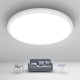 JONMONSM Led Deckenleuchte Flach 25W, IP54 Wasserfest, Ø30cm 2000LM 6500k, Rund Lamp Deckenlampen für Badezimmer, Schlafzimmer, Küche, Flur, Weiß