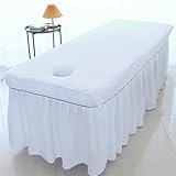 Bezug für Massagebett Beauty-Bettlaken, Kosmetiklaken for Salons, weiche Laken for Massagebehandlungen, Spa- und SPA-Betttisch-Abdeckungen mit Loch Elastisches Massagetische Bezug Weiches(White,60x90c