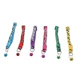 ORFOFE 6 Stück Teiliges Nylon hundehalsband mit Glocke Verstellbar Atmungsaktiv Sicherheitsverschluss Buntes Camouflage Design Geeignet für Katzen Kätzchen und Kleine Hunde Komfortabel