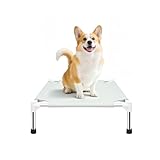 Makerfire Erhöhtes Hundebett, für drinnen und draußen, erhöhtes Hundebett für kleine Hunde, abnehmbares Haustierbett mit rutschfesten Füßen, Polyester-Baumwolle (L x B x H): 49,5 x 49,5 x 16,4 cm
