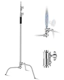 VEVOR C-Stand Lampentständer, max. Höhe 330 cm, Foto-Lichtstativ aus Edelstahl mit Einstellbarer Höhe von 1463 bis 2987 mm, 20 kg Tragkraft für Studio-Softbox, Monolight, Reflektor