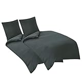 Aisbo Bettwäsche 135x200 4teilig Grau - Mikrofaser Bettwäsche-Sets Anthrazit mit Reißverschluss, ÖKO-TEX Bettbezug 135 x 200 cm 4tlg mit Kissenbezug 80x80 cm, Weich und Bügelfrei