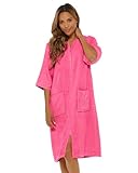Undercover Damen-Bademantel, Frottee, 100 % Baumwolle, Reißverschluss durch Kapuze oder ohne Kapuze, rose pink, 14-16