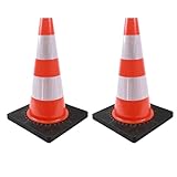 TRUTZHOLM Verkehrsleitkegel mit schwerem Fuß Verkehrshütchen Wasser- und Windfest 45cm Höhe Warnleitkegel Pylone Leitkegel Warnkegel Reflexstreifen (2er Set)