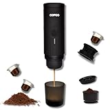 Cofgo Tragbare Espressomaschine mit Akku | Mobile Kaffeemaschine für unterwegs, Camping, Auto & Reise | 2-in-1 für Kapseln & Pulver | USB-C Aufladung | Mit Trage-Reisetasche | Kaffee to go überall