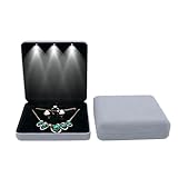 18 x 18 x 4,4 cm, Samt-LED-Schmuckschatulle, Halskette, Ohrringe, Ring, Geschenk-Box, Schmuckset, Aufbewahrungskoffer (Farbe: Weiß-Dinosaurier-Doodle4, Größe: 18 x 18 x 4,4 cm) (Grau 18 x 18 x 4,4 cm)