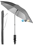 4smile Sonnenschirm Strand mit Schirmhülle, Anthrazit - UPF 50+ Strandschirm Ø180 cm mit sicherem Sonnenschutz Strand, Strandschirm windfest stabil - Ideal als Balkon Schirm, Gartenschirm