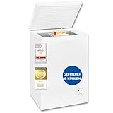 Exquisit Gefriertruhe, Kombigerät, 2-in-1, 99 Liter, Tiefkühltruhe, Kühlen, 4-Sterne-Gefrieren, Gefriertruhe klein, Toplader, Gefrierkorb, GT100-050E (Weiß)