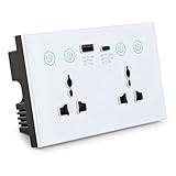 Breeshy Tuya Universal-Steckdose, EU, UK, US, WLAN, Weiß, mit intelligentem Schalter und USB- und Typ-C-Anschluss, Smart Life