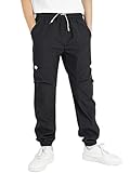 YOUNGSOUL Cargohose Jungen Wasserdicht Kinder Wanderhose Outdoor Jungs Cargo Hose mit Gummizug Schwarz 170-176